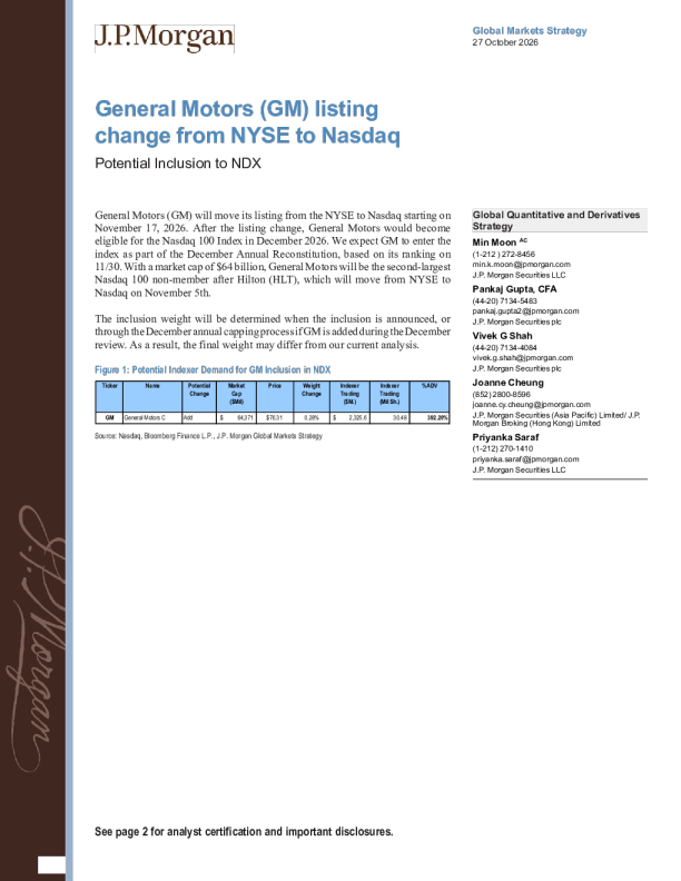 通用汽车上市地从NYSE转至Nasdaq，有望纳入NDX