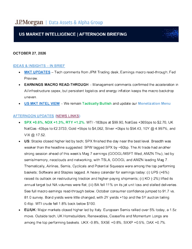 摩根大通2026年10月27日观点与洞察简报