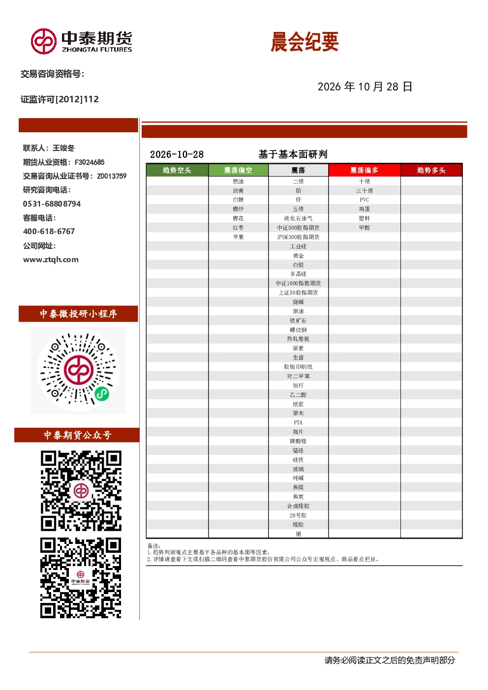 晨会纪要