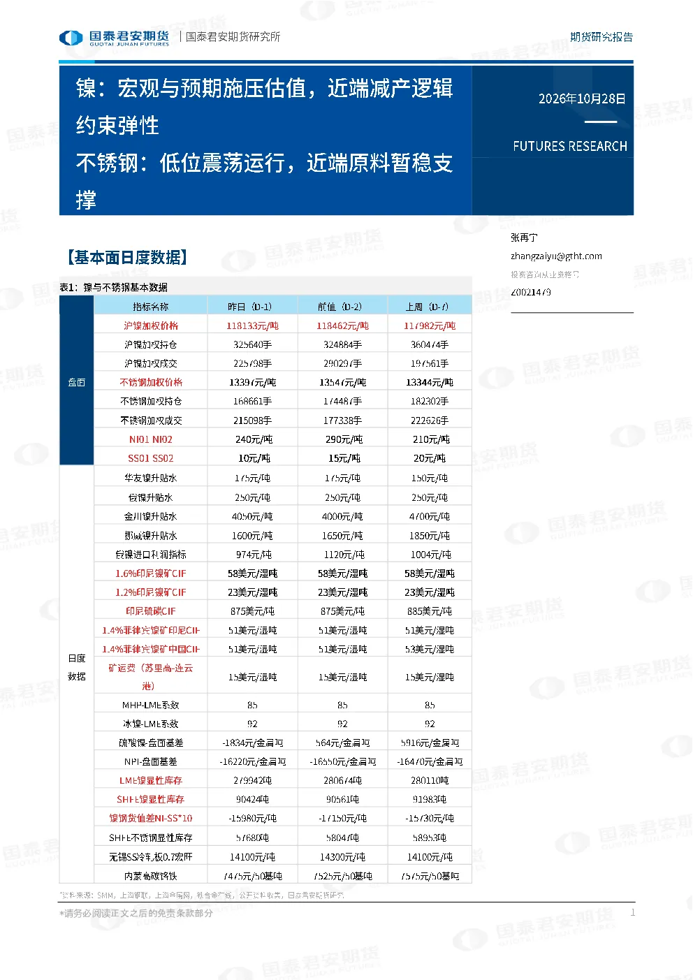 镍：宏观与预期施压估值，近端减产逻辑约束弹性 不锈钢：低位震荡运行，近端原料暂稳支撑