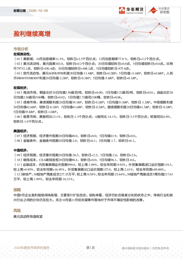 宏观日报：盈利继续高增