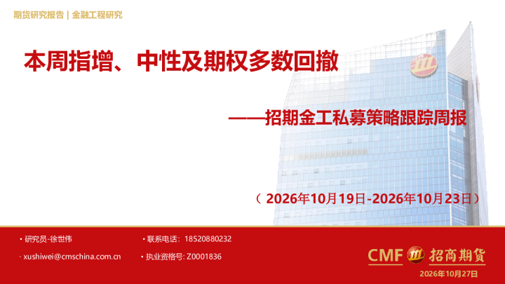——招期金工私募策略跟踪周报：本周指增、中性及期权多数回撤（2026年10月19日-2026年10月23日）