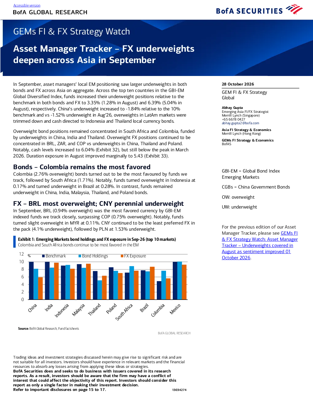 GEMs固收与外汇策略监测：9月亚洲外汇低配加深