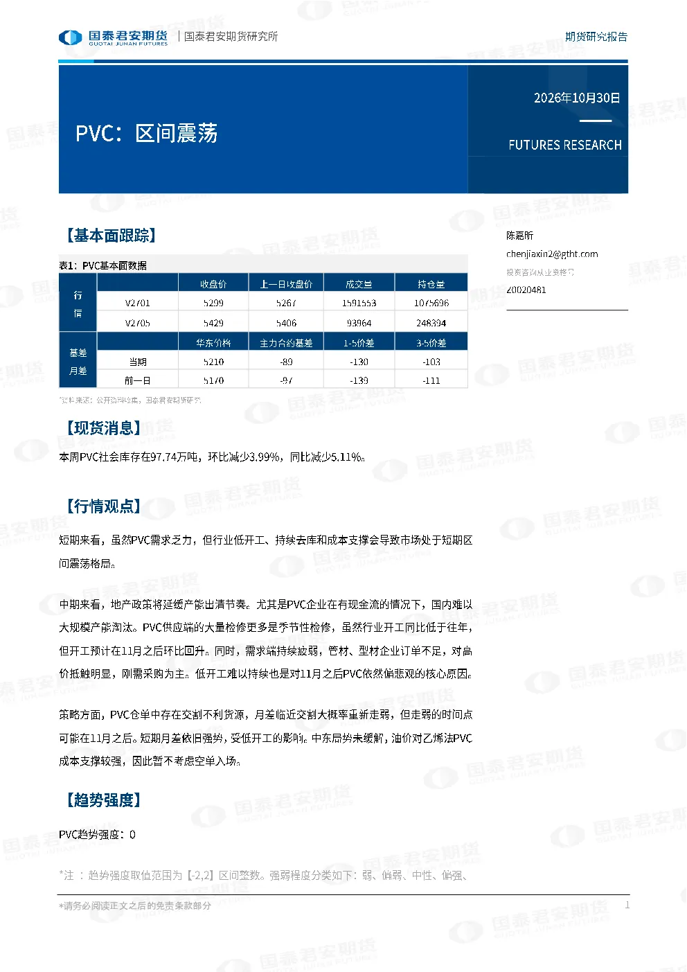 PVC：区间震荡
