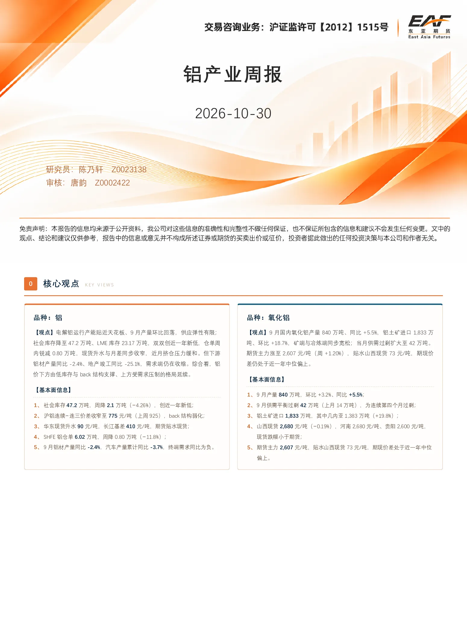 铝产业周报