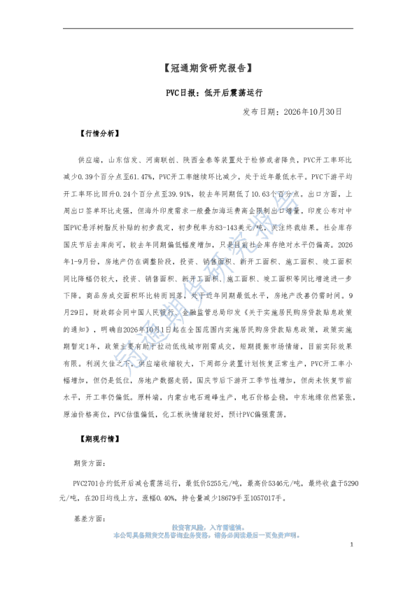 PVC日报：低开后震荡运行